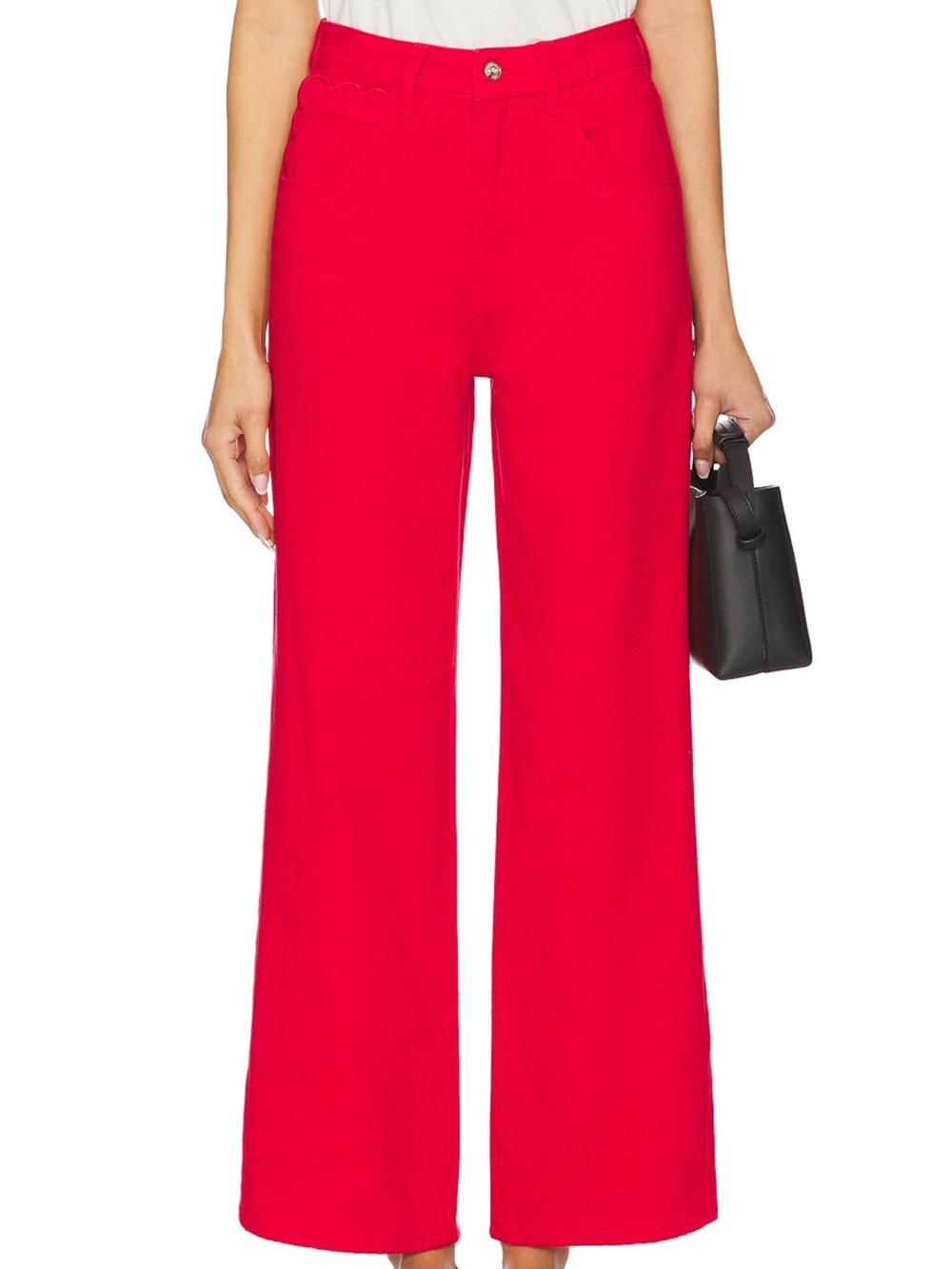 Never Fully Dressed Bright Red Wide-Leg Jeans